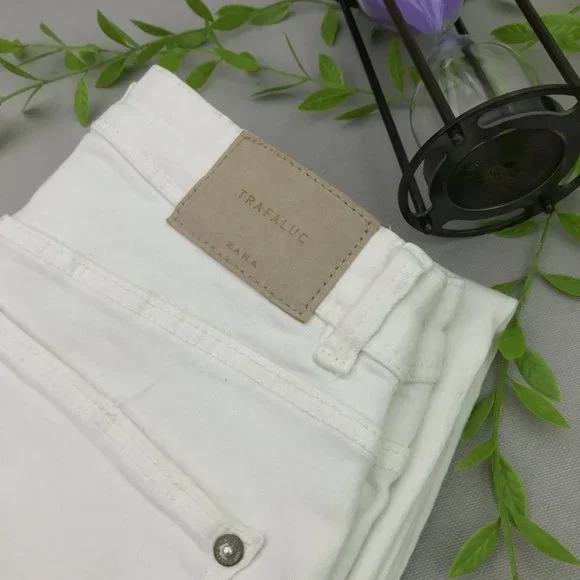 Size 24/26/28  With TAG  ZARA distressed white denim Jeans current article Unise - Picture 9 of 10
